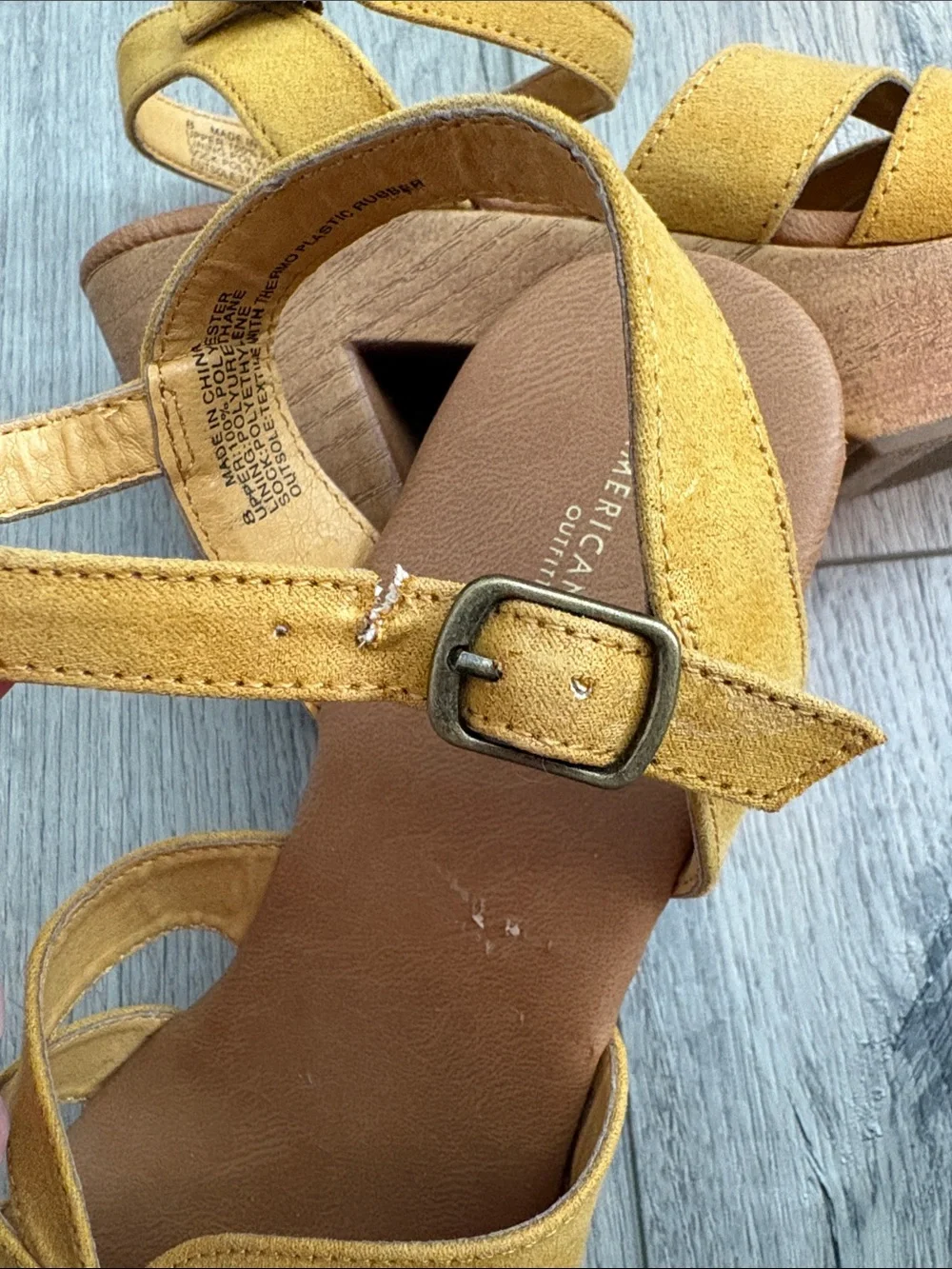 American Eagle Outfitters Yellow Suede Platform Sandals